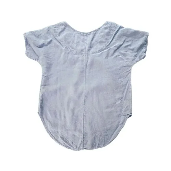 XCVI  Womens S Pastel Purple Lilac Linen Tunic Blouse Lagenlook Minimalistic - Picture 2 of 6